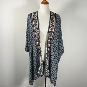 Bleuh Ciel Kimono Cover Up sz s graphic floral beach travel